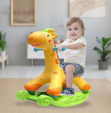 Kids Baby Giraffe Ride On Toy Kids Zirafa Horse Playing 2 in 1 Rocking Horse with Wheel for Riding Push Horse Music Light Storage Toy Box Kids Playing Horse Design High Quality Children Horse Toys