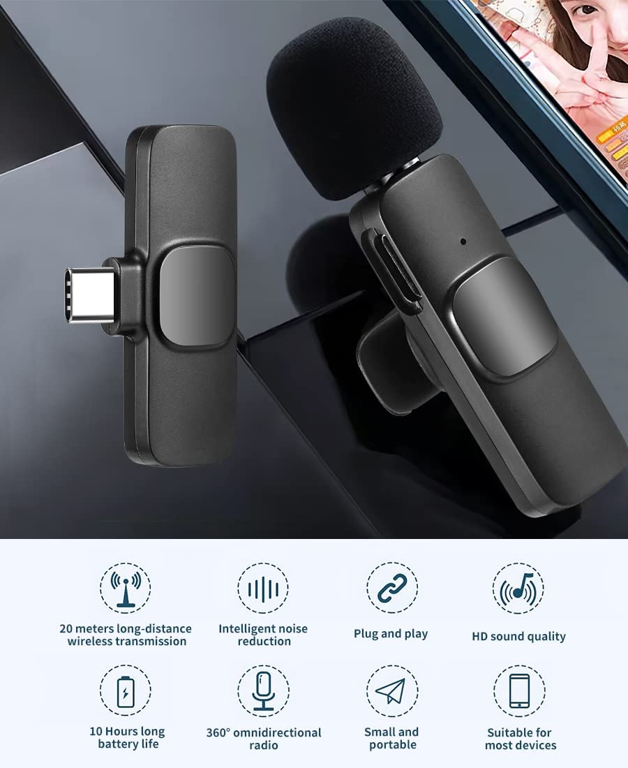K8 Collar Wireless Microphone Android & Type C Supported – Wireless Microphone – K8 Wireless mic – Type C supported Microphone