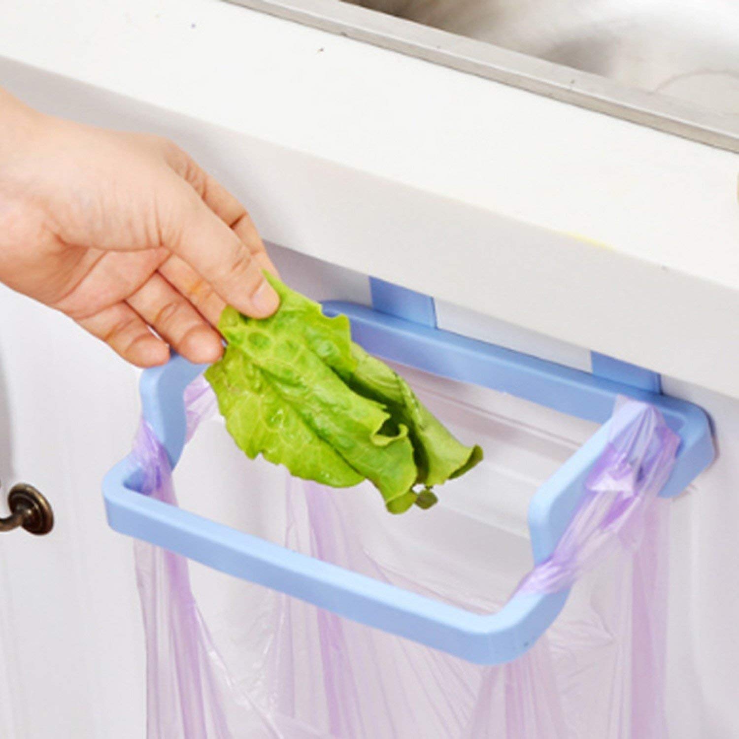 Kitchen Cabinet Door Garbage Trash Bag Plastic Bracket Towel Hanging Holder - Trash bag holder - Trash holder - Trash bin holder - Trash Plastic bag holder