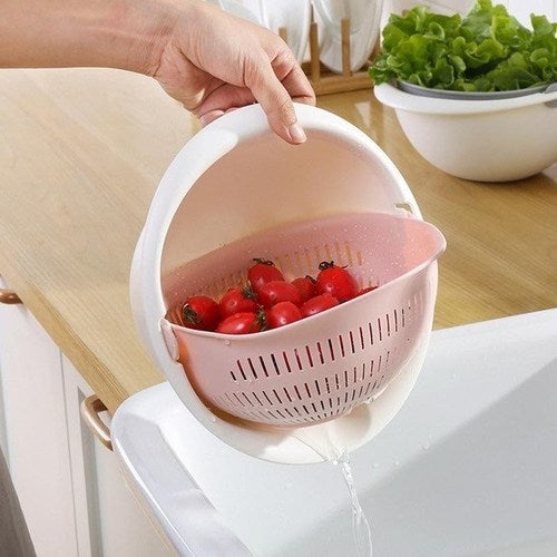 DOUBLE DRAIN BASKET COLORS BOWL WASHING KITCHEN STRAINER NOODLES VEGETABLES FRUIT DRAIN BASKET KITCHEN TOOL HIGH QUALITY - Buy Double Layer Plastic Drain Basket kitchen Strainer Food Drainer Fruit Washing Vegetable Baskets