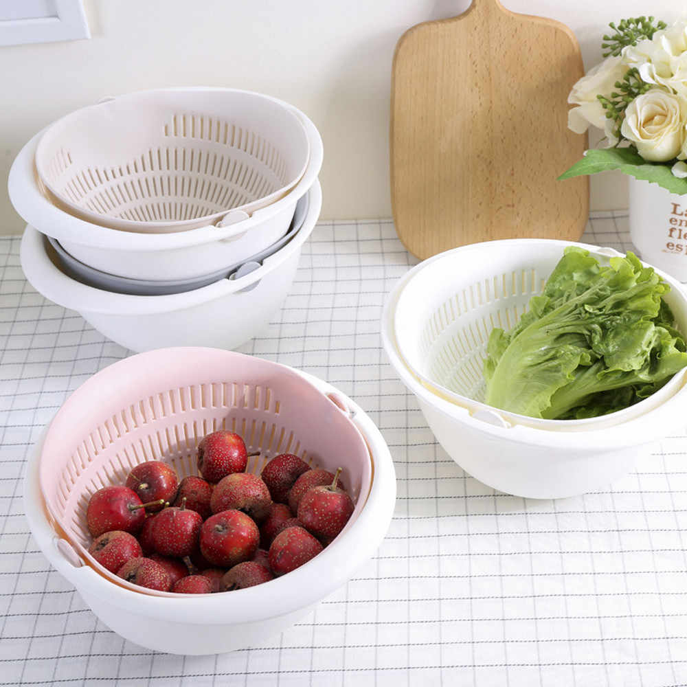 DOUBLE DRAIN BASKET COLORS BOWL WASHING KITCHEN STRAINER NOODLES VEGETABLES FRUIT DRAIN BASKET KITCHEN TOOL HIGH QUALITY - Buy Double Layer Plastic Drain Basket kitchen Strainer Food Drainer Fruit Washing Vegetable Baskets