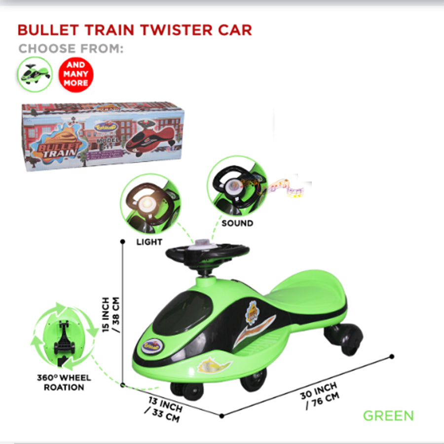 Bulllet Train Twister Ride Car With LED Flashing Swing Car For Toddlers, 360 Degree Rotation Ride-On Speed Car Children Outdoor Indoor Ride For Baby Boys & Girls