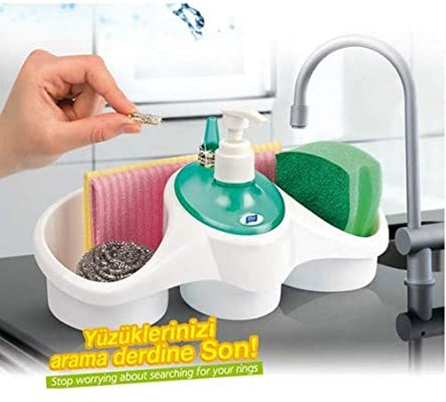 3 In 1 Soap Dispenser And Sponge Holder - Sponge Holder - Multipurpose Sponge Holder - Multipurpose soap and sponge holder