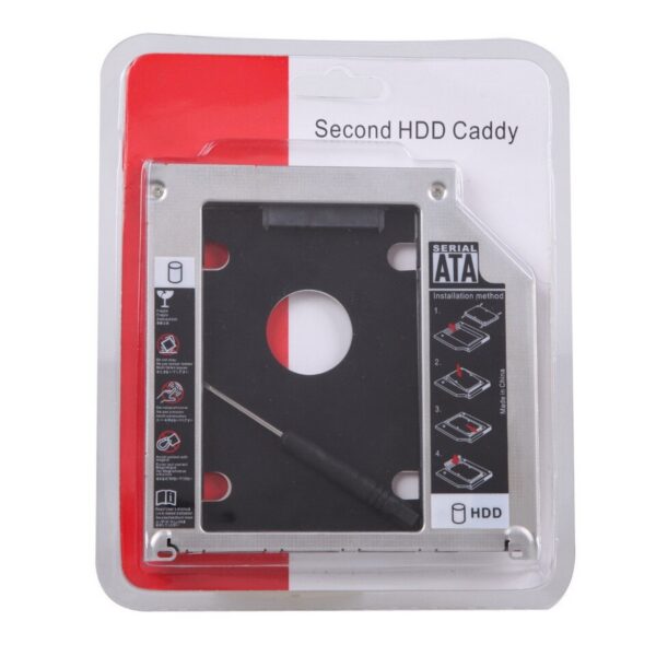 12.7mm 2.5″ SATA Second Fat SSD HDD Caddy Laptop Optical Drive Bay Aluminum Adapter