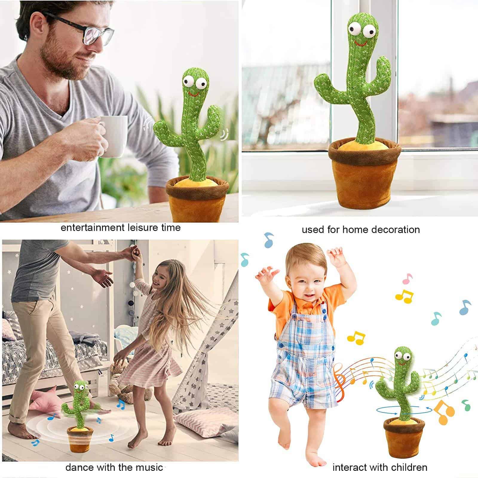 Dancing Cactus with RECORDING, Plush Funny Electronic Shaking Cactus Singing Dancing Cactus Twisting Cactus Cute Plush Toy Education Toy Plush Toy with upto 10 Songs for Home Decoration and Children Playing Birthday Gift Kids Toy