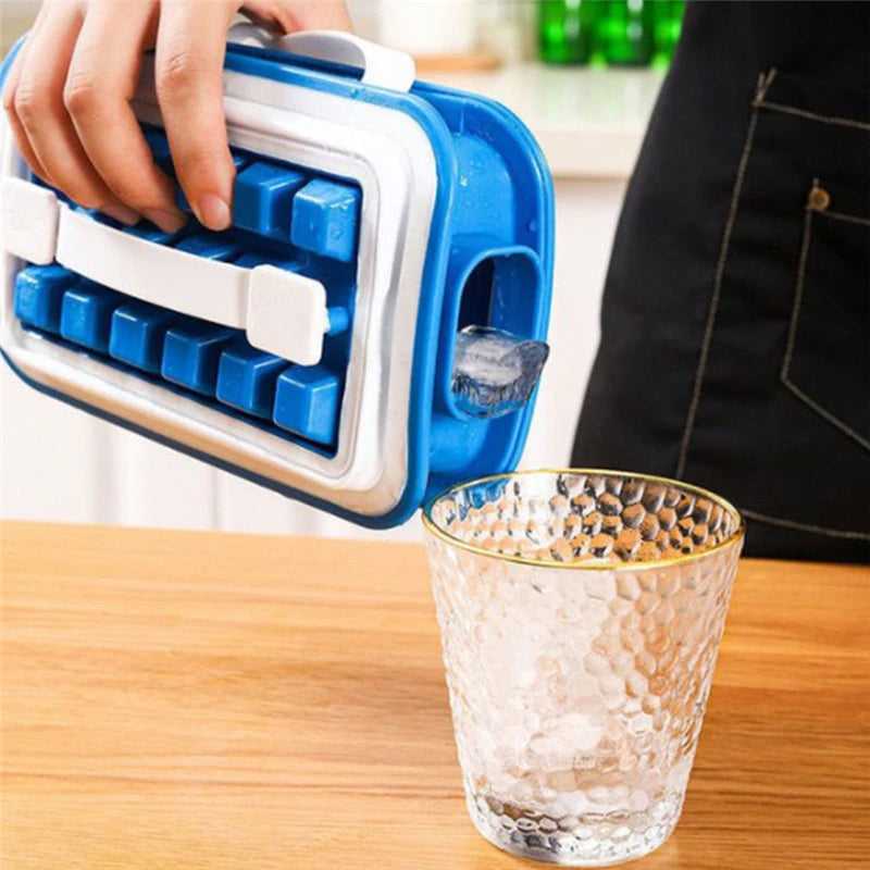 Ice Cube Tray Folding Ice Maker Silicone Mold 18-cell Bar Accessories Quick-freezing Artifact Water Bottle Kitchen Tools (Copy)