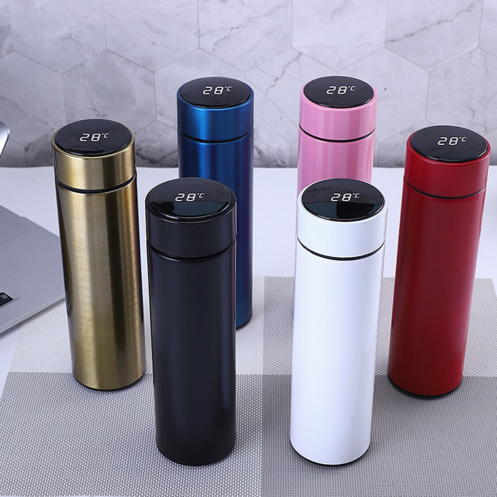 Smart Water Cup 500ml 304 Stainless Steel LED Vacuum Cup Thermos Portable Digital Display Water Drink Bottle Business Gift - Water bottle - Smart Water Bottle