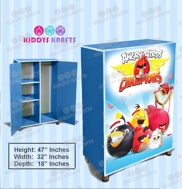 Kiddys Kraft Kids Cupboard, Almirah, Wooden Sheet, Wardrobe For Kids , Cupboard Almari , Multi 3D Design Wood Almariah , Kids Room Storage Cloth Decoration , Almari