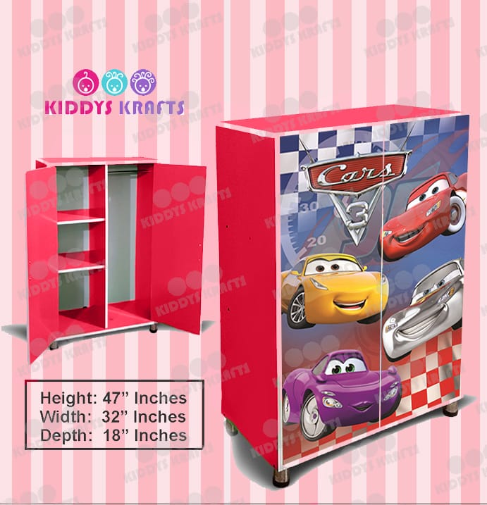 Kiddys Kraft Kids Cupboard, Almirah, Wooden Sheet, Wardrobe For Kids , Cupboard Almari , Multi 3D Design Wood Almariah , Kids Room Storage Cloth Decoration , Almari