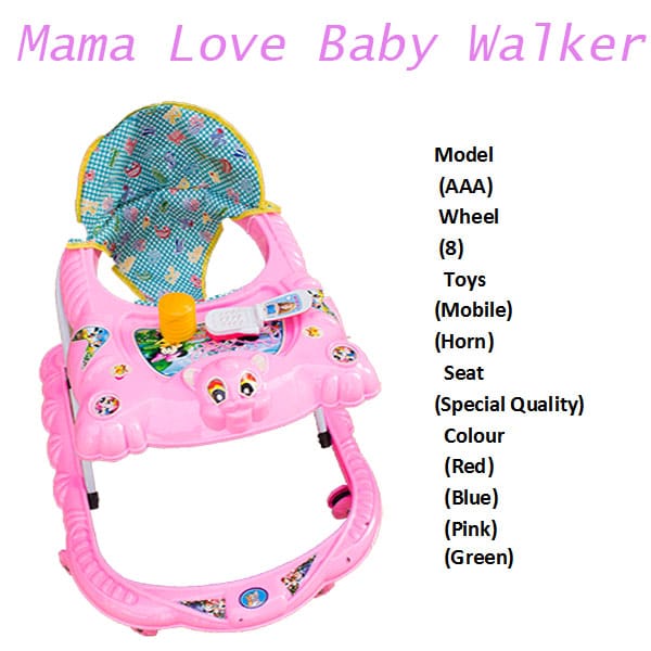 Mama Love 8 Wheel Music Tray Baby Walker - Model AAA - walker - Baby Walker for new born | Kids Wakar for toodlers | Baby waker for girls and boys