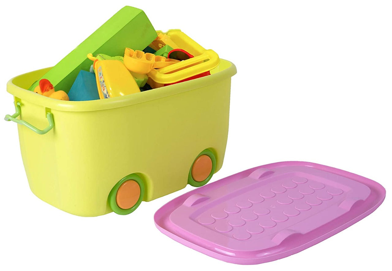 Aqua wheel toy container - Storagre Box With Wheel Traveling Box Kitchen Vegetable Fruit Box-Ideal for Toy storage , kitchen storage Clothes etc Designed to fulfil storage needs with secure locks