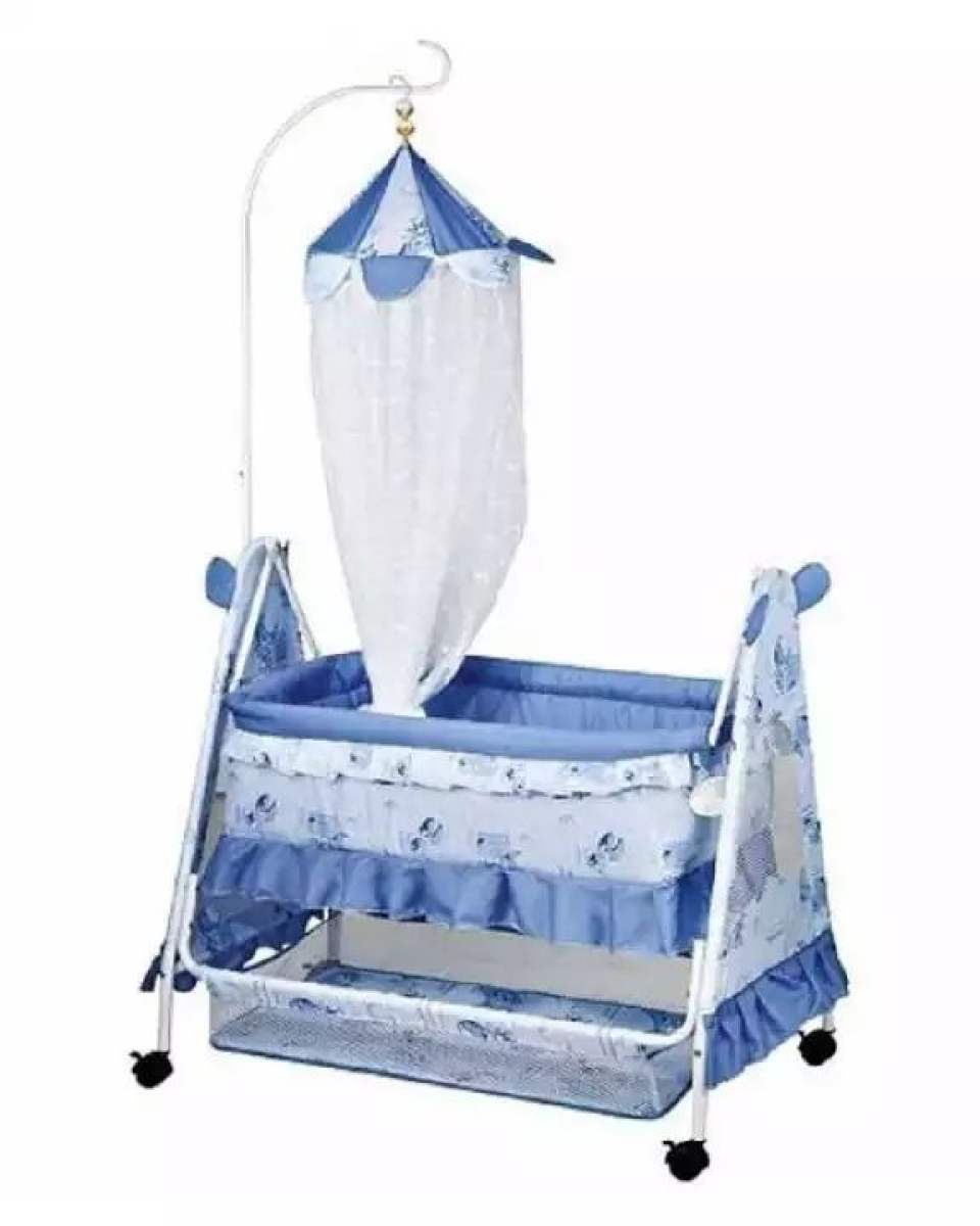 Kids Baby Cradle High Quality Child Cradel Baby Swing With Mosquito Net - New Born Baby Swing Baby Coat Baby Cradle Baby Cot With Wheel Moveable Portable Traveling Swing Baby Jhula Multi Color
