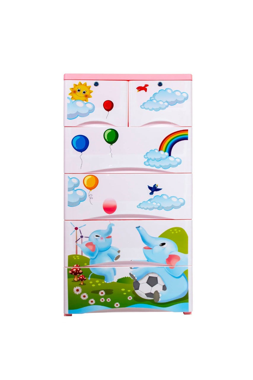 Baby Almirah,kids cupboard, imported plastic drawer,Hanger portion,kids storage box,kids wardrobe, 4+2