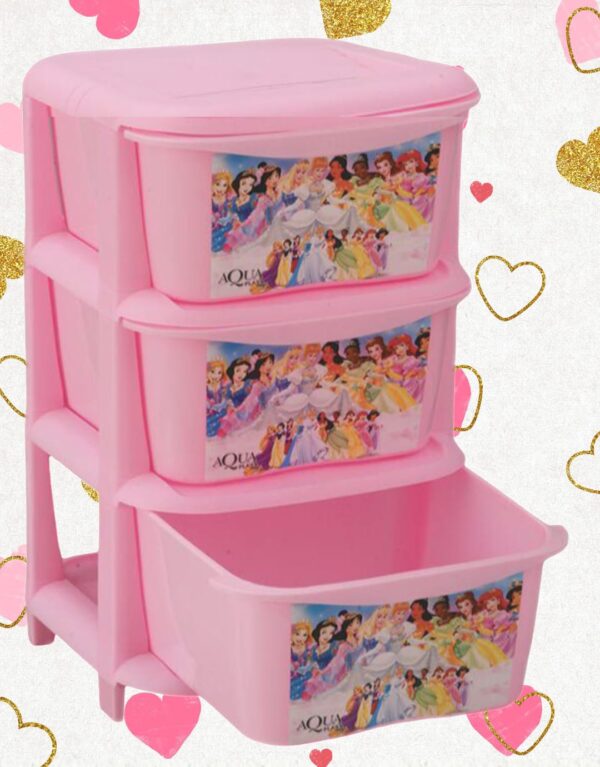 Kids Princess Drawers Portable Kids Almirah Chester Drawer 3 Layers Plastic Smart Draw