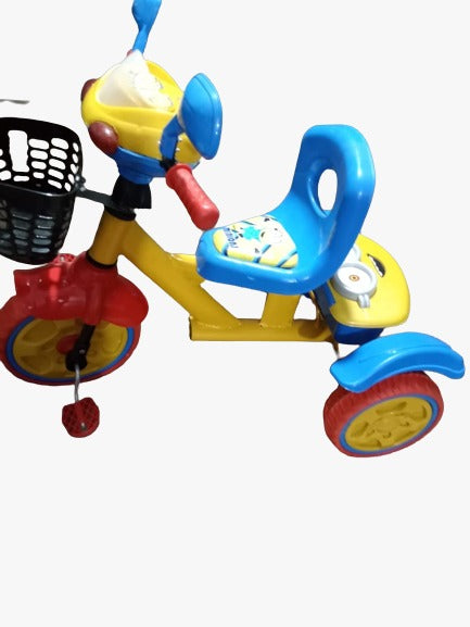 Kids Tricycle with Lights and Music and Toy Basket Strong Frame Decorative Design Ride
