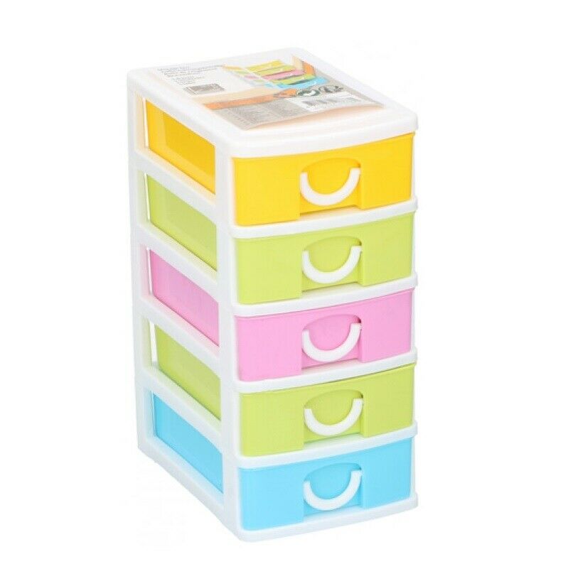 Mini Desktop Plastic Drawers Storage Draw Tower 5-Tier Table Unit Office Home High Decorative Home