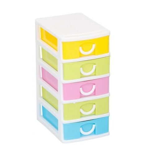 Mini Desktop Plastic Drawers Storage Draw Tower 5-Tier Table Unit Office Home High Decorative Home