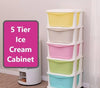 5 Tier Plastic Cabinet Storage Box Organizer Drawer Colorful drawer colors Functional for kid clothes organization, kitchen stuffs storage