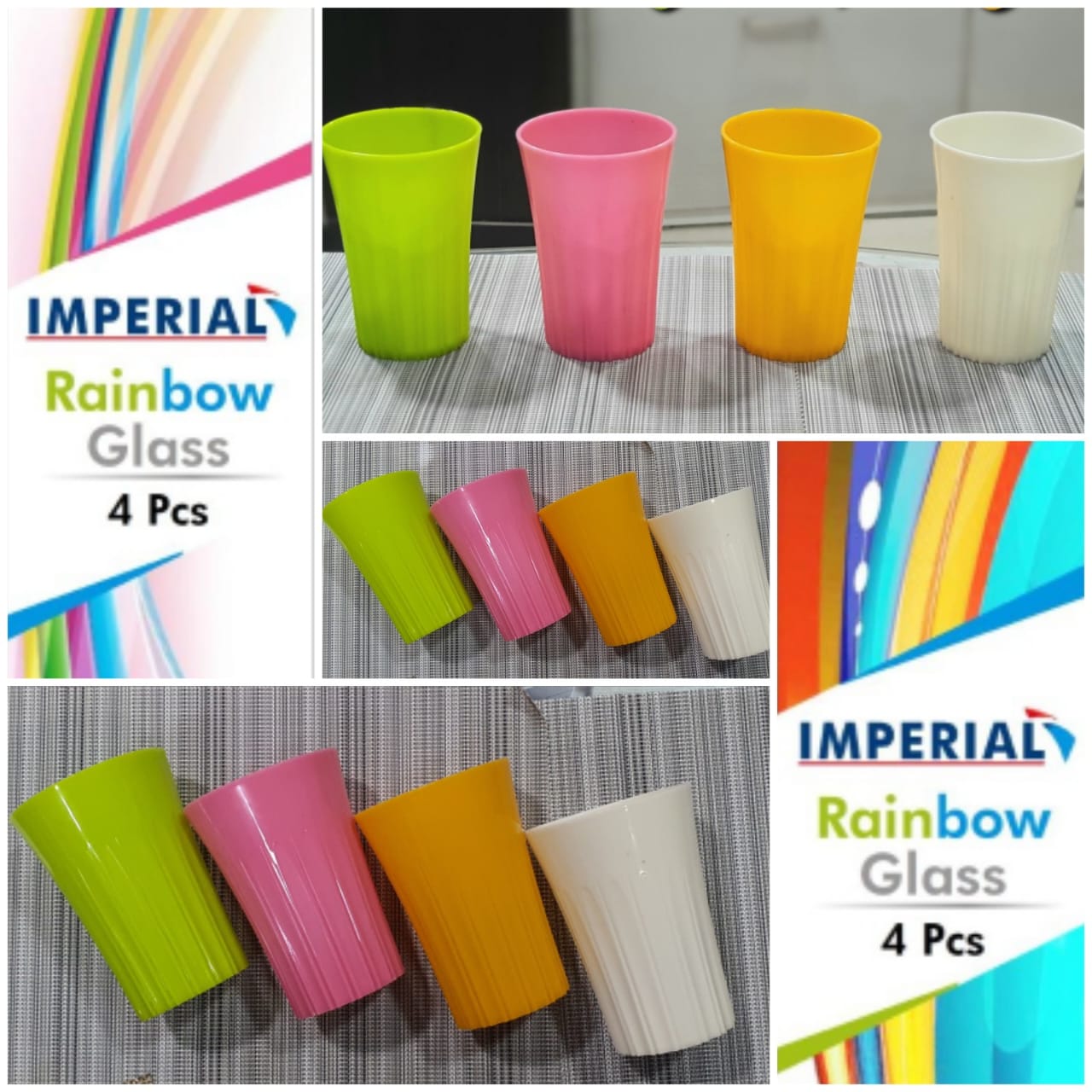 Glass - Multicolour Glass - Plastic Glass - Rainbow color Glass -  Pack of  2 Plastic Glass - High Quality plastic Glass