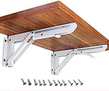 Fold-able Wooden Top Wall Mount Microwave Table/Kitchen Shelf/Kitchen Organizer Shelf Multipurpose Shelf With Fold-able Bracket