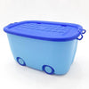 Aqua Multipurpose Plastic Storage Box -  Basket Kids Toy Box With Lid Handle and Wheel Moveable - Storage Container - Decorative Design Plastic Storage Box for Toys Clothes - Organizer Children Thicken Snack Books Organizer