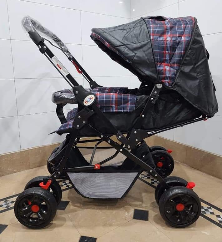 Kids Baby Pram Stroller Adjustable Handle Adjustable Seat 8 Wheel With Lock Smart Stroller with Basket