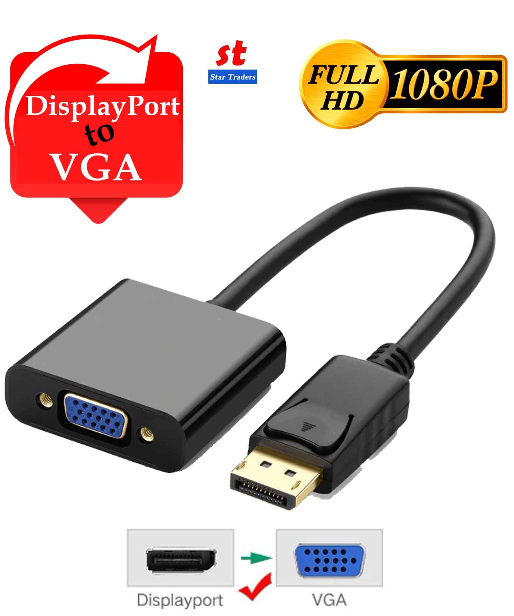 Display Port to VGA Adapter D Port To VGA