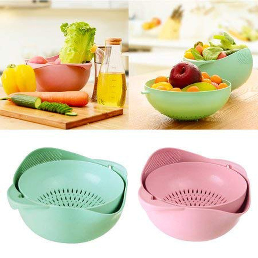 DOUBLE DRAIN BASKET COLORS BOWL WASHING KITCHEN STRAINER NOODLES VEGETABLES FRUIT DRAIN BASKET KITCHEN TOOL HIGH QUALITY - Buy Double Layer Plastic Drain Basket kitchen Strainer Food Drainer Fruit Washing Vegetable Baskets