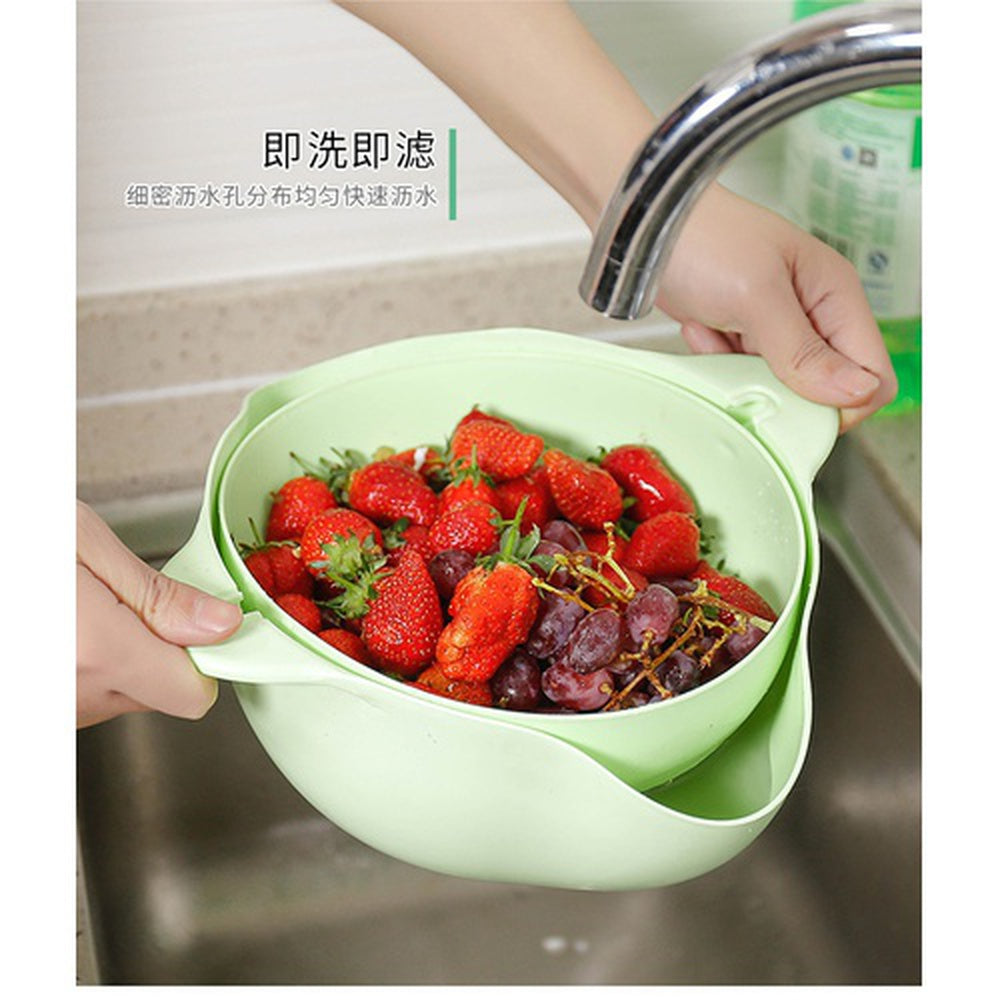 DOUBLE DRAIN BASKET COLORS BOWL WASHING KITCHEN STRAINER NOODLES VEGETABLES FRUIT DRAIN BASKET KITCHEN TOOL HIGH QUALITY - Buy Double Layer Plastic Drain Basket kitchen Strainer Food Drainer Fruit Washing Vegetable Baskets