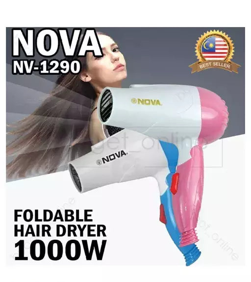 Nova NV-1290 Professional Foldable Hair Dryer With 2 Speed Control Hair Dryer (1000W, Multicolor)