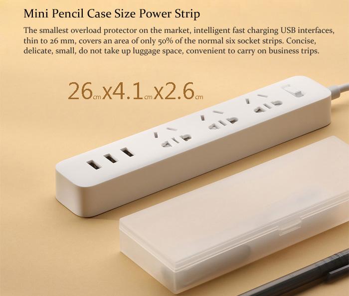 Mi Power Strip Electrical Socket Plug with 3 USB Ports Power Extender Fast Charge