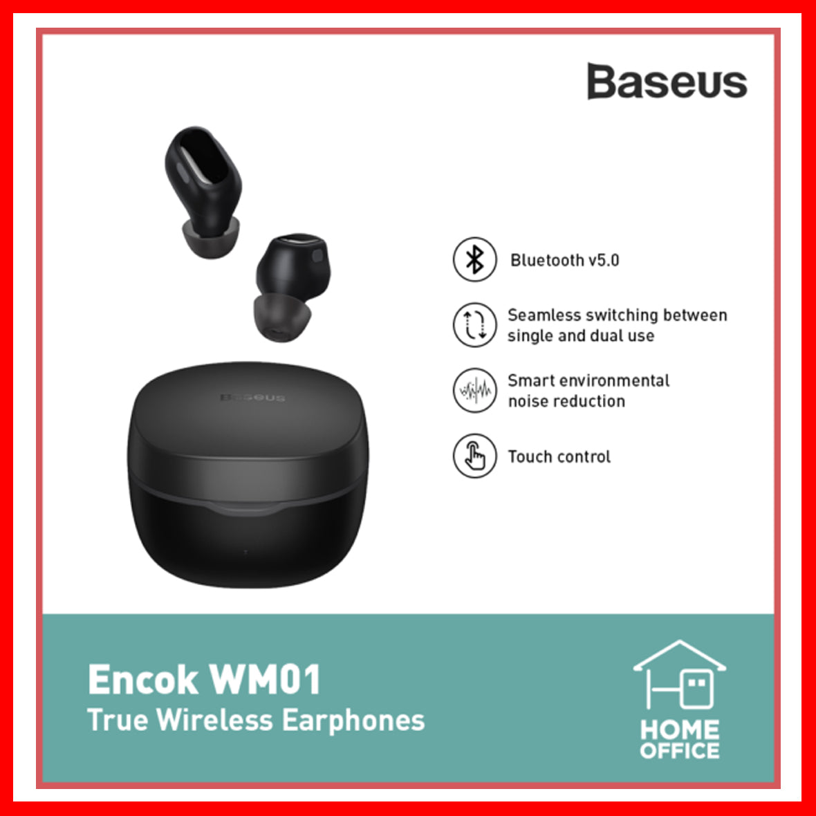 BASEUS NGWM01-01 ENCOK TWIN WIRELESS EARPHONE WITH CHARGING DOCK