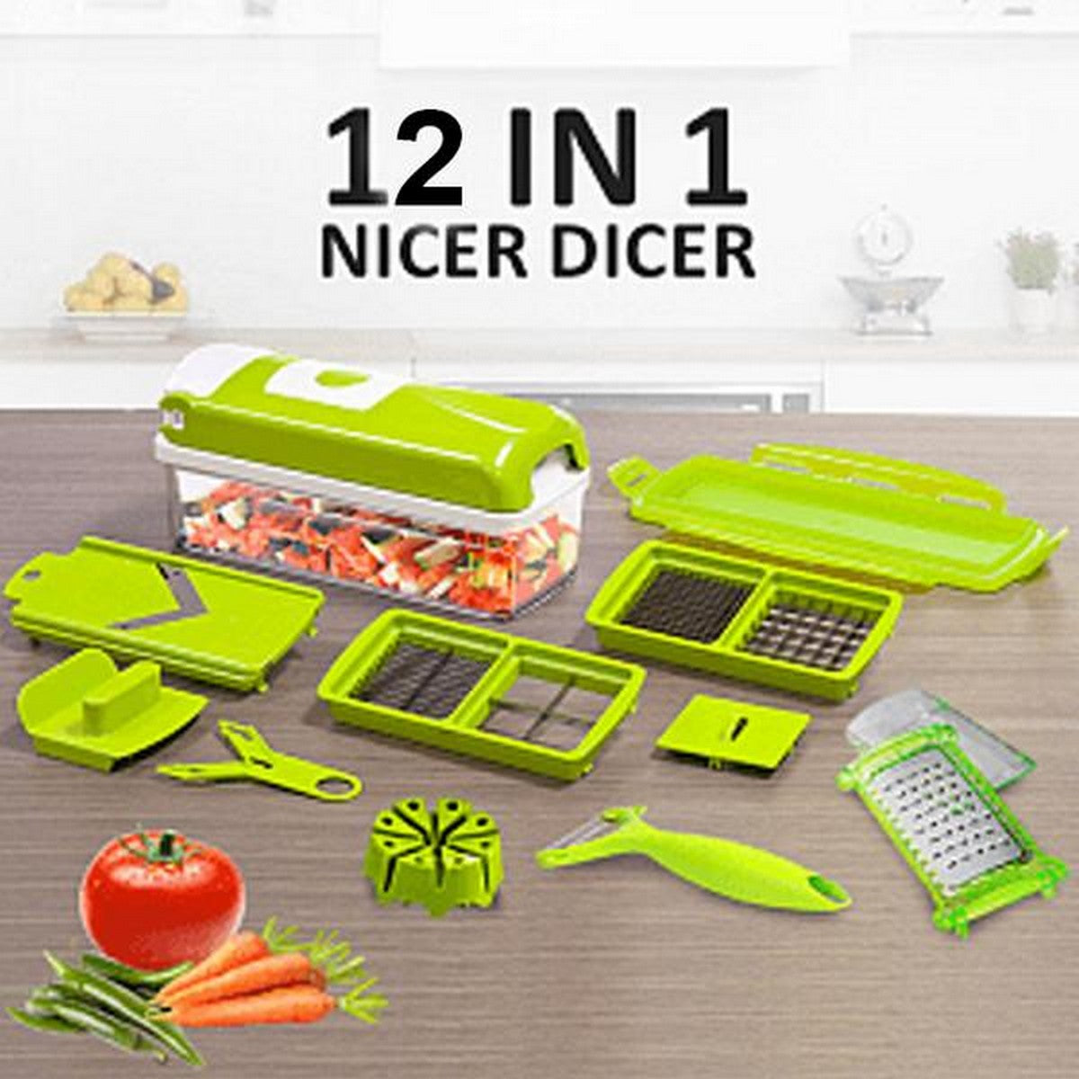 Genius Nicer Dicer Plus | 18 Pieces | Kiwi | All-Purpose Cutter | Fruit and  Vegetable Cutter