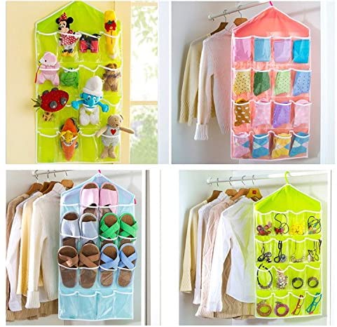 16 Pocket Closet Door Wall Hanging Storage Organizer Bag (Random Color)