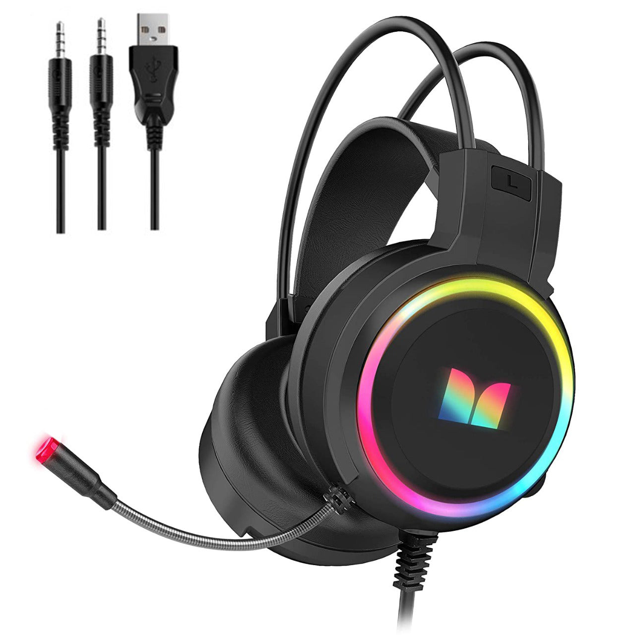 MONSTER RGB GAMING HEADPHONE 2 PIN AND USB FOR LIGHT - Headphone - Wired Headphone - Gaming Headphone - Wired Gaming Headphone