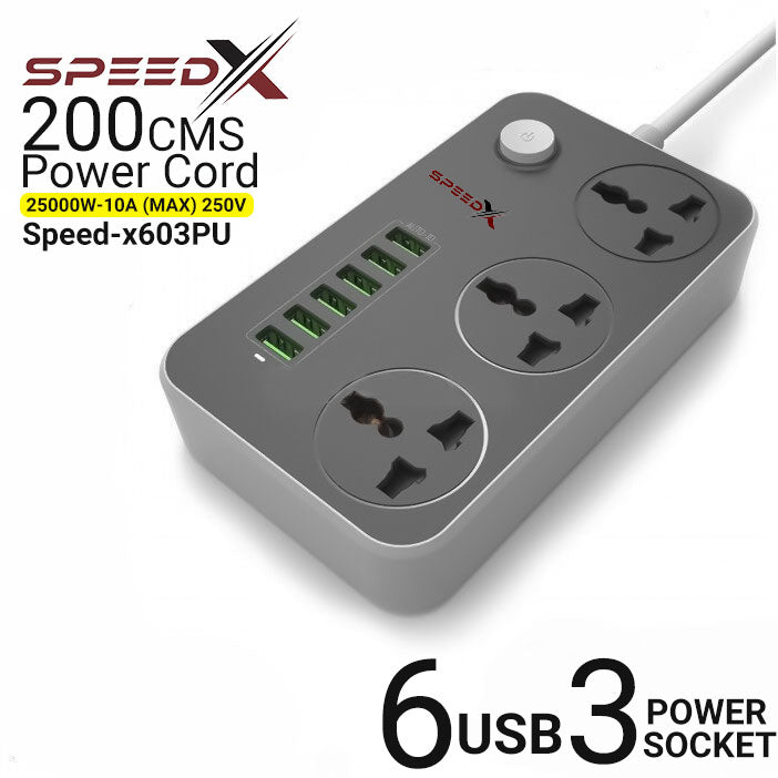 Speed-XU603PU POWER UNIVERSAL TRAVEL 3SOCKET+6USB