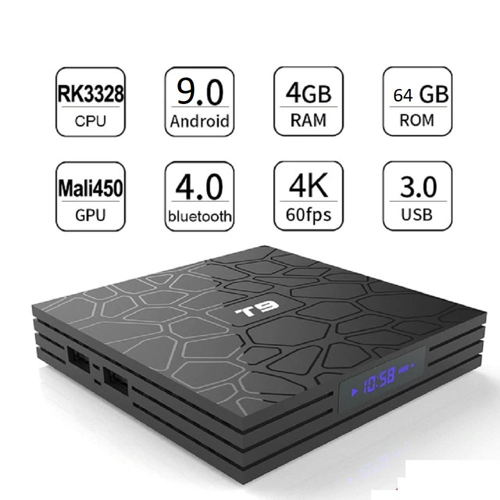 Android Smart TV Box T9 4GB + 64GB Quad Core 4K Ultra HD 9.0 V – Salein.pk